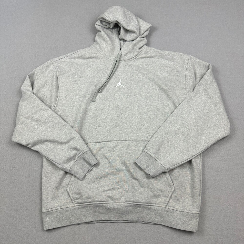Jordan Hoodie Men Large Grey Heather Center Jumpman Logo Sweatshirt Pullover L